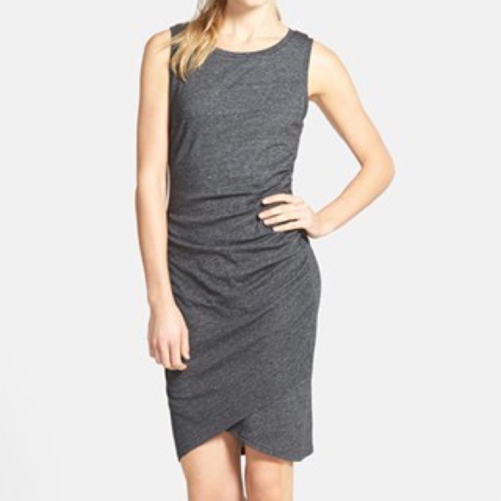 Heather Charcoal Gray Ruched Bodycon Dress